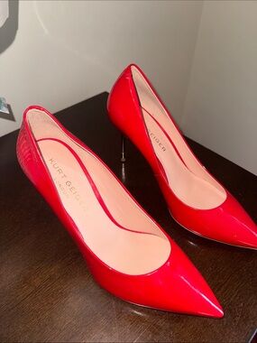 Kurt Geiger Red Patent Pointed-Toe Stiletto Pumps